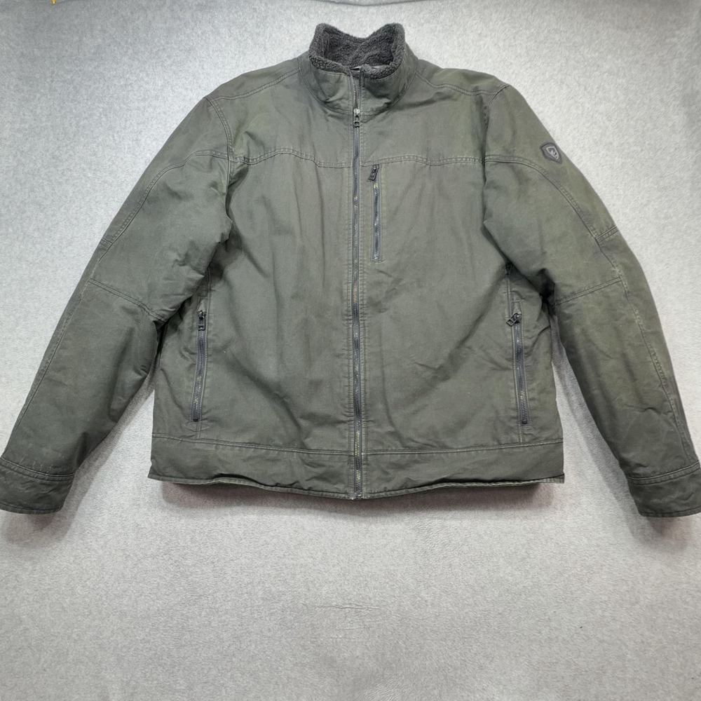 Kuhl Burr Insulated Jacket Mens XXL Green Canvas Quilted Zip Outdoor Hiking 1207